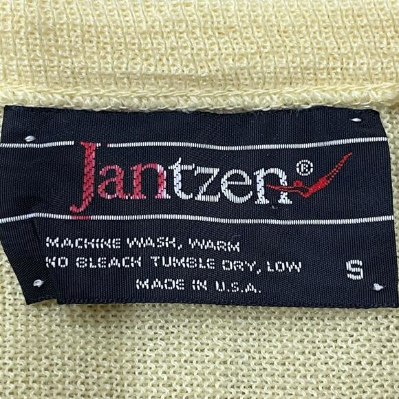NWT Vintage Jantzen Yellow Sweater Size S Small V-Neck 90s 80s Pullover NEW USA - Picture 3 of 9